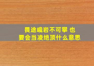 畏途巉岩不可攀 也要会当凌绝顶什么意思